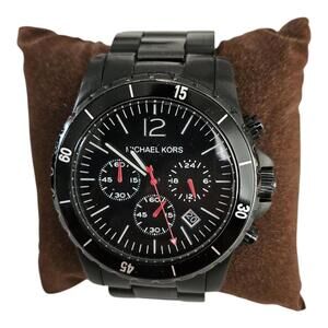 MICHAEL KORS BLACK STAINLESS STEEL ION PLATED CHRONOGRAPH WATCH MK8161